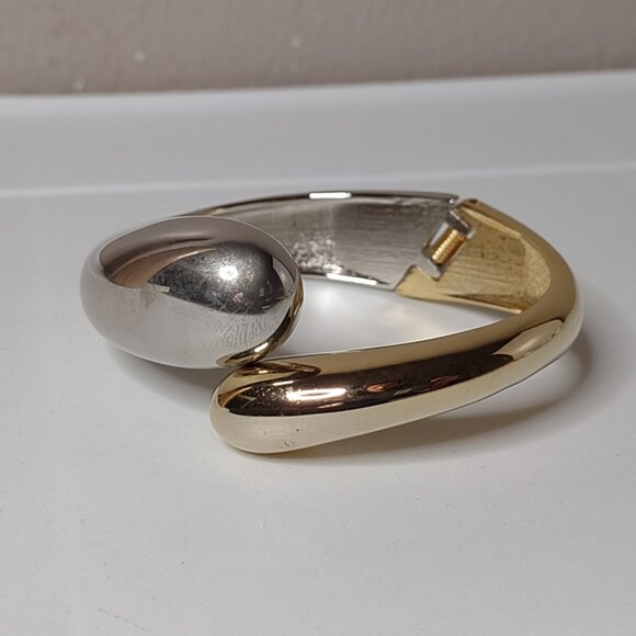 7 Inch Two Tone Hinged Bracelet - Picture 2 of 5